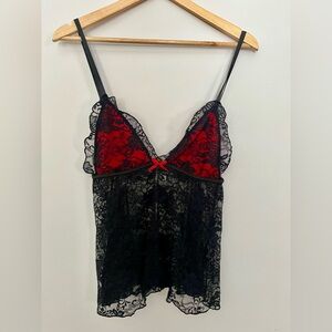 Elegant Lace Lingerie Top - Black and Red